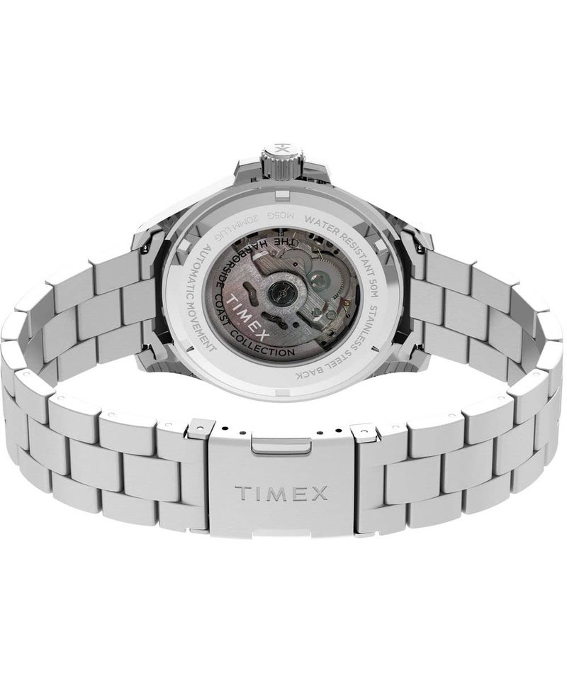 Timex Men's Harborside Coast Automatic 44mm Watch - Stainless Steel Bracelet Blue Dial Silver-Tone Case - Image 5