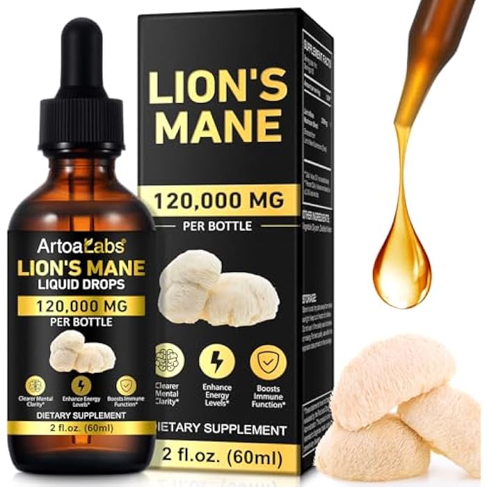 MAYPJHEH Lions ManeMushroom Drops – Brain Supplement 120,000 MG, Memory Focus & Immunity Vitamins, Plant Extract 2Oz - Image 1