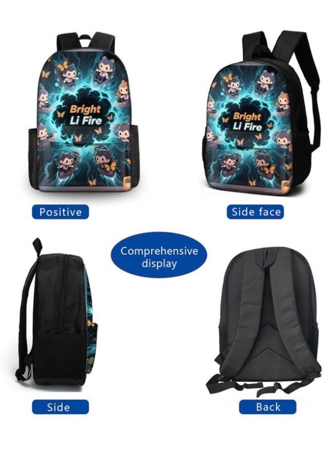 Bright Li Fire Three-piece set of cartoon bags, easily cope with various occasions (students, children, friends' outings, mountain climbing, schooling, etc.) | Backpack + hand-held + stationery bag | School season/holiday gifts - 51 - Image 3