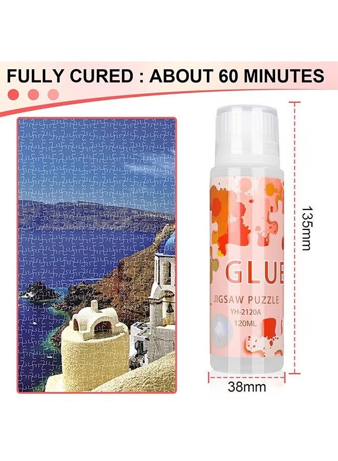 واي جيه لغز الغراء مع إسفنج الرأس الأحدث 120ML ل 1000/1500/3000 قطع من الألغاز، الماء القابل للذوبان، التجفيف السريع، الحرف الخاصة لغز الألواح الغراء للورق والخشب - Image 3