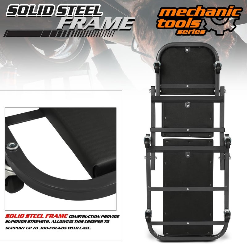 M-AUTO 40-Inch Folding Creeper Rolling Seat - Adjustable Roller Garage Chair with 330LBS Capacity - Image 5