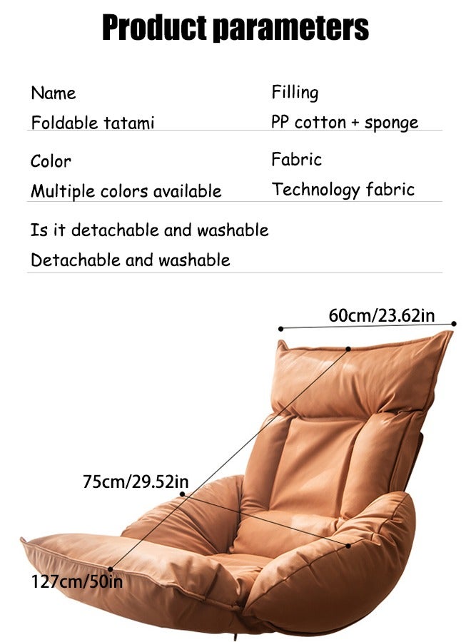 VUCATIN Folding Floor Chair Leisure Single Back Multi-angle Adjustable Cushion Sleeper Bed Suitable Removable and Washable Sofa for Balcony Bedroom Tatami 60x75x127 cm - Image 5