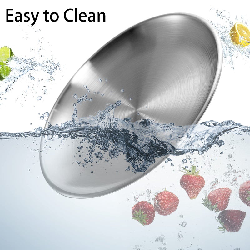 Fasmov 8 Pack 8 inches 18/8 Stainless Steel Plates  Metal 304 Dinner Dishes Serving Camping Plates for Picnic Outdoor Camping  Reusable and Dishwasher Safe - Image 4