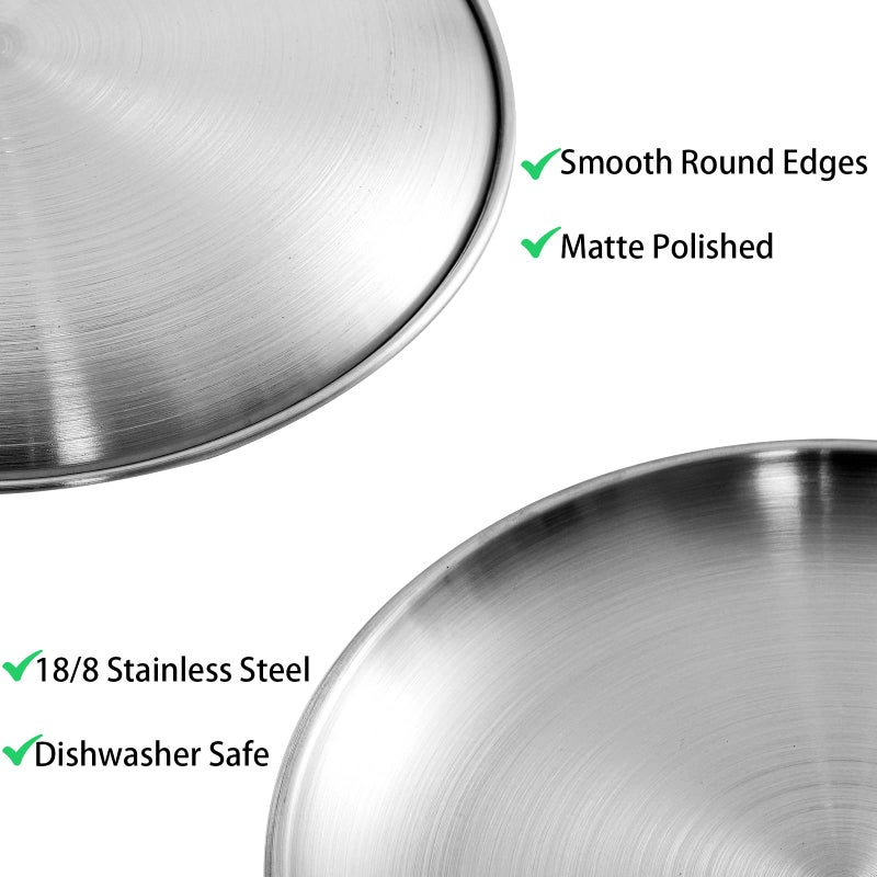 Fasmov 8 Pack 8 inches 18/8 Stainless Steel Plates  Metal 304 Dinner Dishes Serving Camping Plates for Picnic Outdoor Camping  Reusable and Dishwasher Safe - Image 3