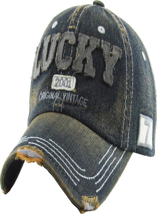 KBETHOS KBVT-500 DDM Fashion Vintage Lucky Rock N Roll Rockstar Distressed Washed Assorted Baseball Cap Dad Hat Adjustable Unisex - Image 1