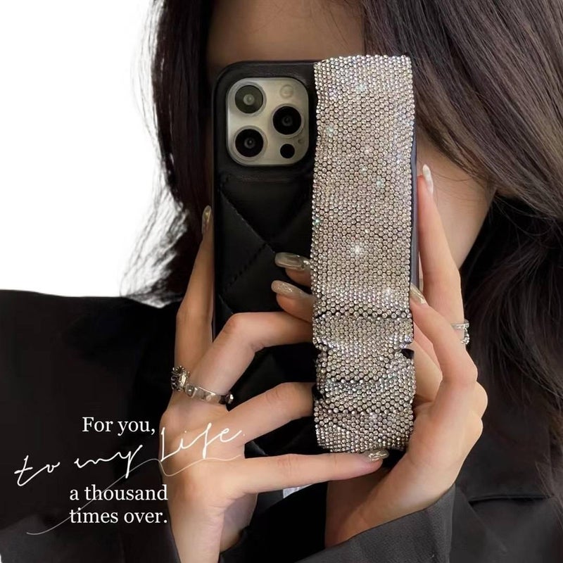 TPU Protective Case for iPhone 16 / 16 Plus / 16 Pro / 16 Pro Max with Drop Protection and Diamond Pattern plus Shockproof plus Wrist Strap in Black - Image 3