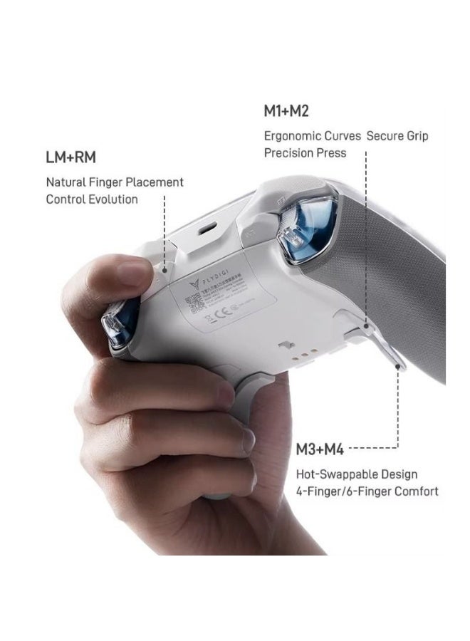 فلاي ديجي فلايديجي أبكس 5 محاكي الألعاب اللاسلكي مع التحكم الدقيق والاهتزاز الشامل لجهاز PC Switch 2 Mobile TV Box، أبيض - Image 4