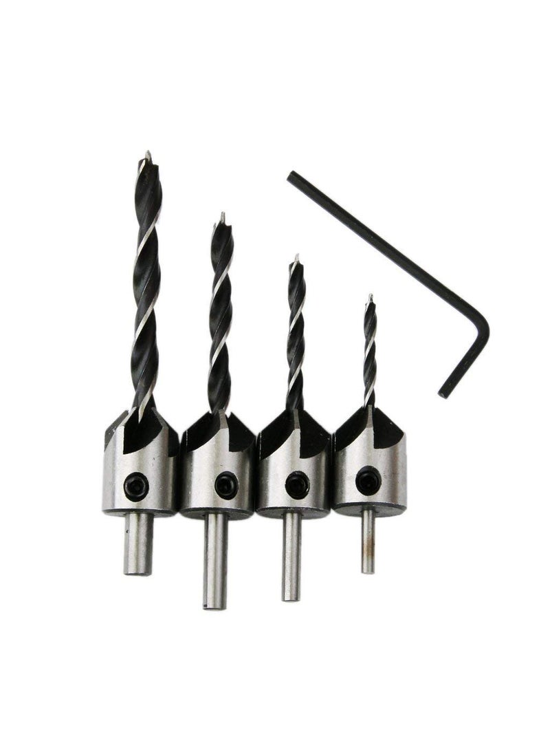 Hetkrishi Hetkrishi 10004x HSS Flute Countersink Drill Bit Screw Woodworking Chamfer Home War  - Image 1