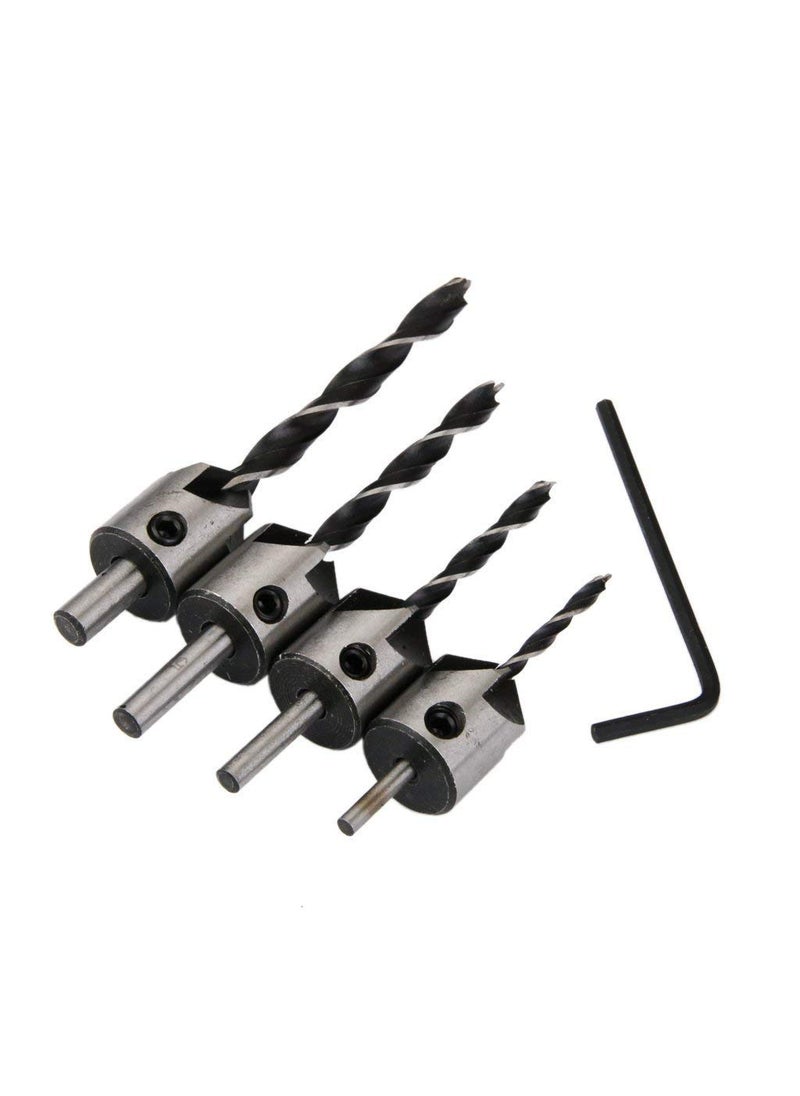 Hetkrishi Hetkrishi 10004x HSS Flute Countersink Drill Bit Screw Woodworking Chamfer Home War  - Image 3