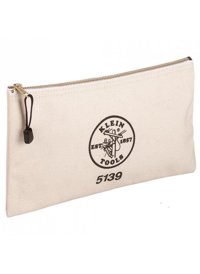 Klein Tools Klein Tools 5139 Zipper Bag, Canvas Tool Pouch 12.5 x 7 x 4.25-Inch with Heavy Duty Brass Zipper Close, Natural  - Image 2