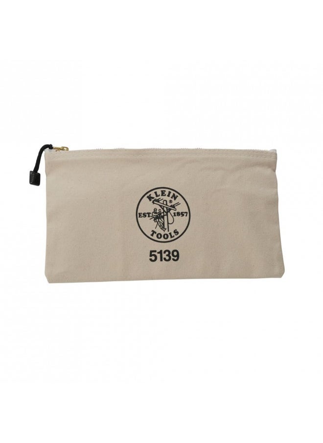 Klein Tools Klein Tools 5139 Zipper Bag, Canvas Tool Pouch 12.5 x 7 x 4.25-Inch with Heavy Duty Brass Zipper Close, Natural  - Image 5