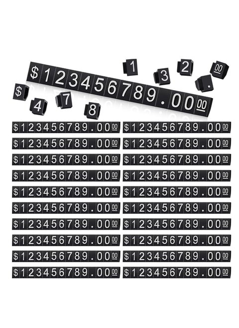 Price Tags, 50 Sets Price Display Cube Number Letter Adjustable Display Label Dollar Pricing Repeatable Stand Block Kit for Retail Shop Jewelry Price Display