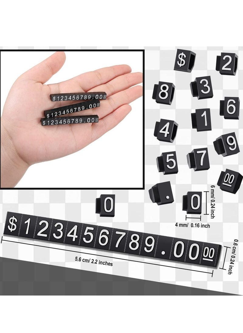 Price Tags, 50 Sets Price Display Cube Number Letter Adjustable Display Label Dollar Pricing Repeatable Stand Block Kit for Retail Shop Jewelry Price Display