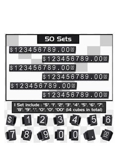 Excefore Price Tags, 50 Sets Price Display Cube Number Letter Adjustable Display Label Dollar Pricing Repeatable Stand Block Kit for Retail Shop Jewelry Price Display  - Image 2