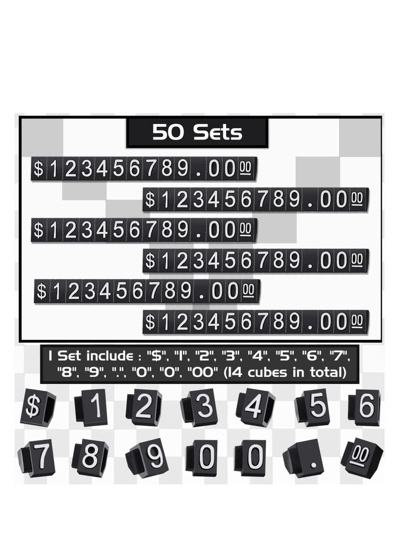 Excefore Price Tags, 50 Sets Price Display Cube Number Letter Adjustable Display Label Dollar Pricing Repeatable Stand Block Kit for Retail Shop Jewelry Price Display  - Image 2