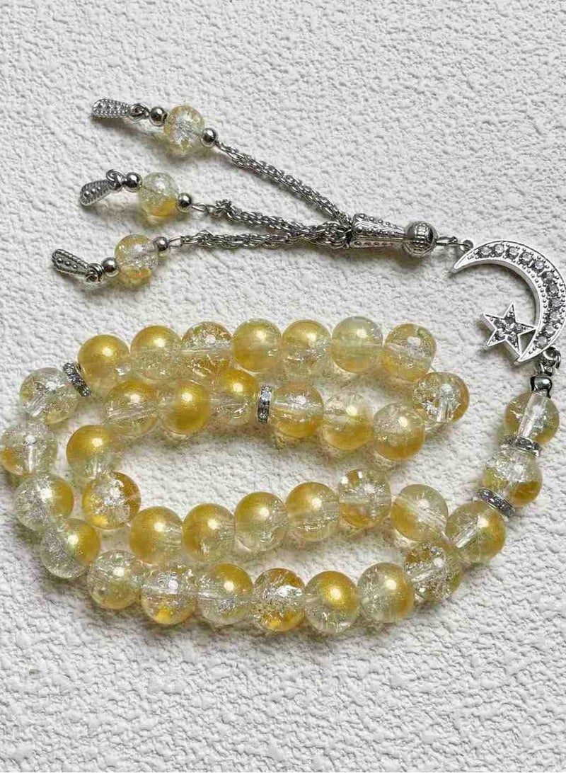 Tasbih 33 Prayer Bead 10mm Tasbih Zikr Glass Ice Crack Muslim Arab Tasbih Exquisite Handmade  - Image 1