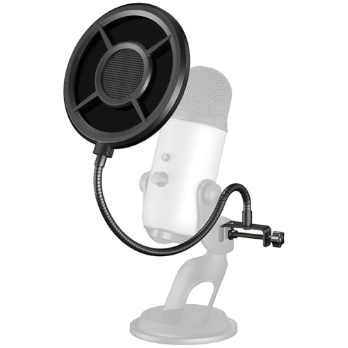 Aokeo Microphone Pop Filter,Aokeo Mic Mask Shield,Three-layer Wind Pop Screen With Flexible 360° Gooseneck Clip Stabilizing Arm For All Microphone - Image 1