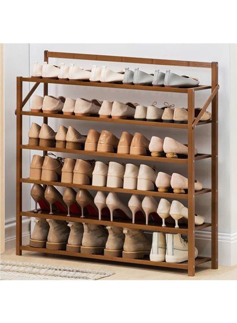 LINGWEI 6 Tier Foldable Bamboo Shoe Rack Shoe Shelf Storage Organizer For Closet Porch Entryway Bathroom and Living Room - Image 3