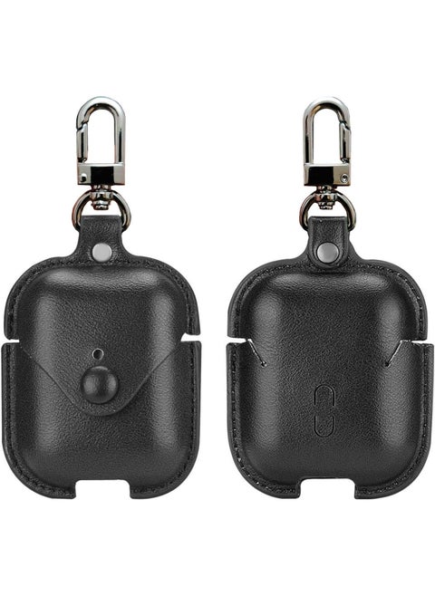 Charging Case Cover for Air Pods 1/2, Leather Case with Secure Snap-Fastener Compatible with Apple AirPods 1/2 Generation Charging Case