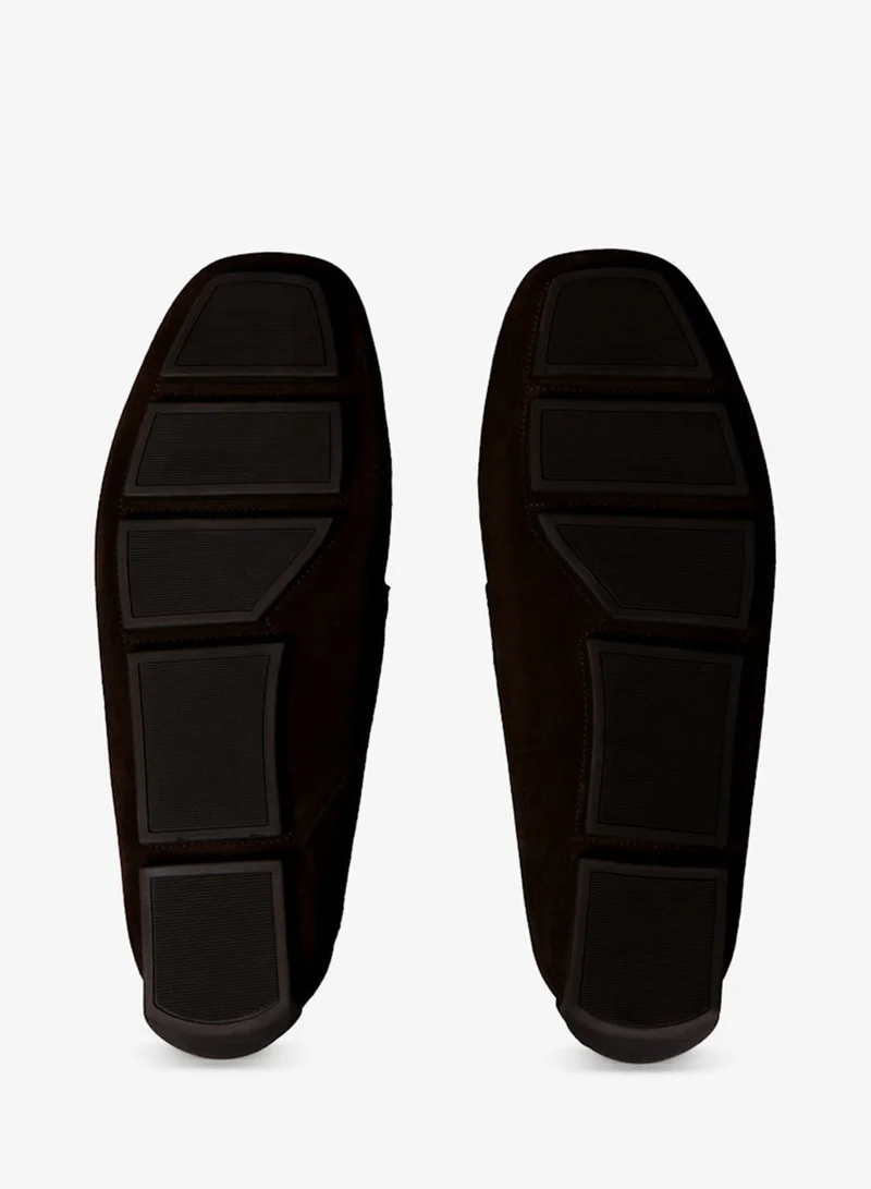 CALVIN KLEIN Dark Brown Suede Moccasin Driving Shoes for Men | Best Price UAE