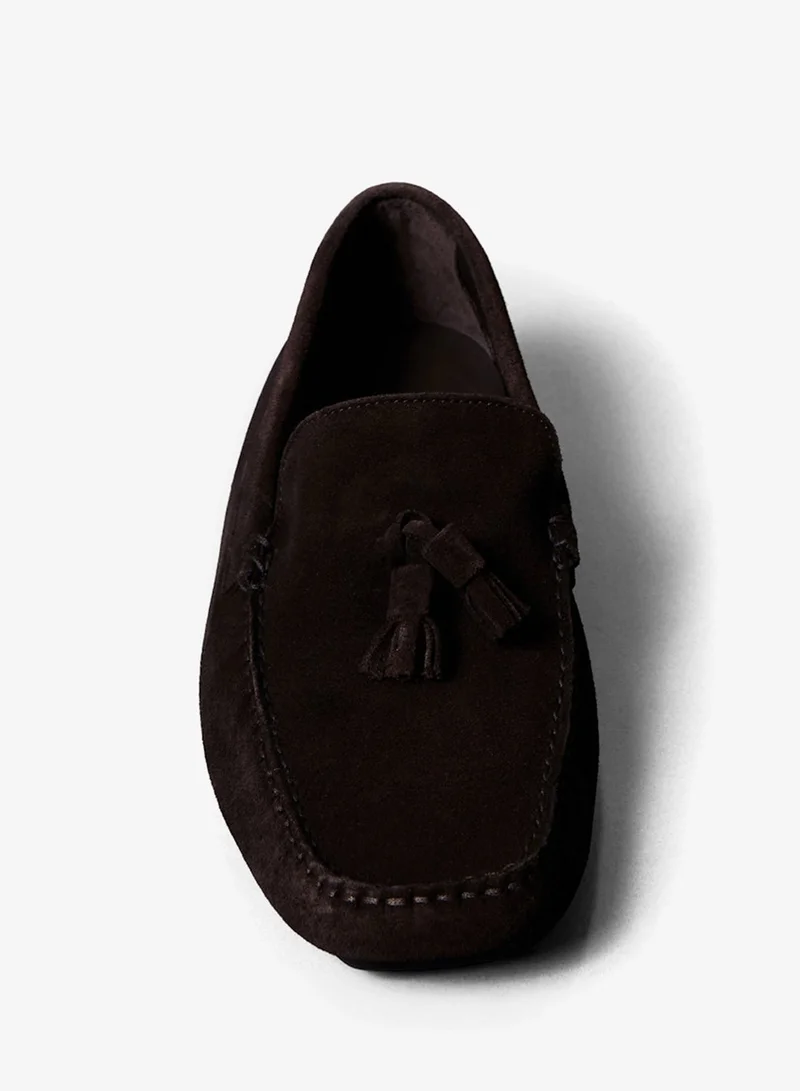 CALVIN KLEIN Dark Brown Suede Moccasin Driving Shoes for Men | Best Price UAE
