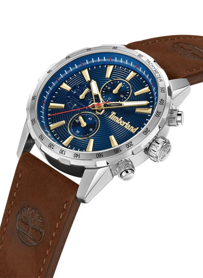 تمبرلاند ساعة رجالية كينيبانك مينا زرقاء بسوار جلد بني ٤٦ مم