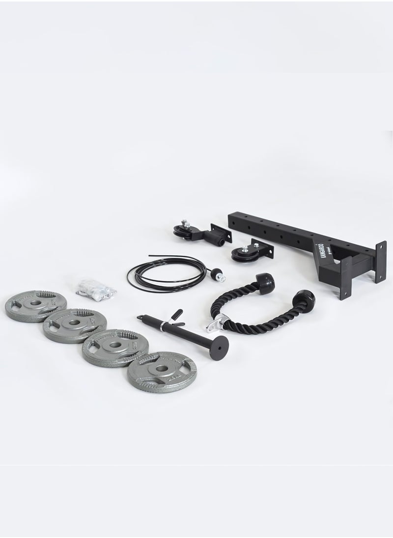 KANGAROO Pull-up machine set with double weight lifting pulley with 360 degree control and 10 kg weights Bundle  - Image 3