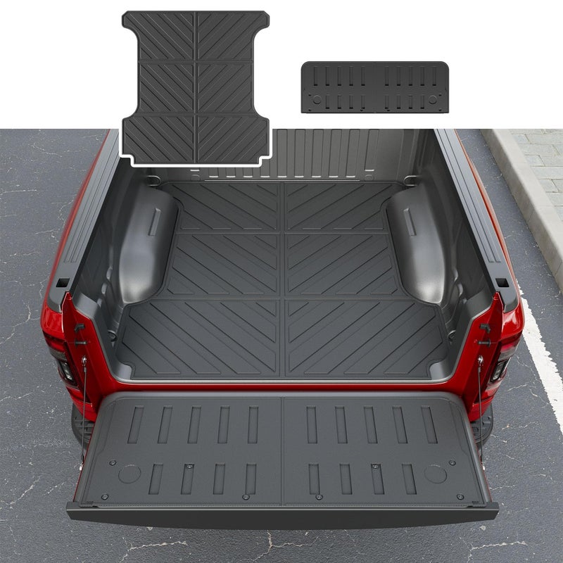 Xipoo 5.7FT Bed Mat Tailgate Mat Compatible with 2019-2026 Dodge Ram 1500 TPE Tailgate Liner Replacement for 2019-2026 Dodge Ram 1500 Accessories(5.7FT Truck Mat+Tailgate Mat) - Image 1
