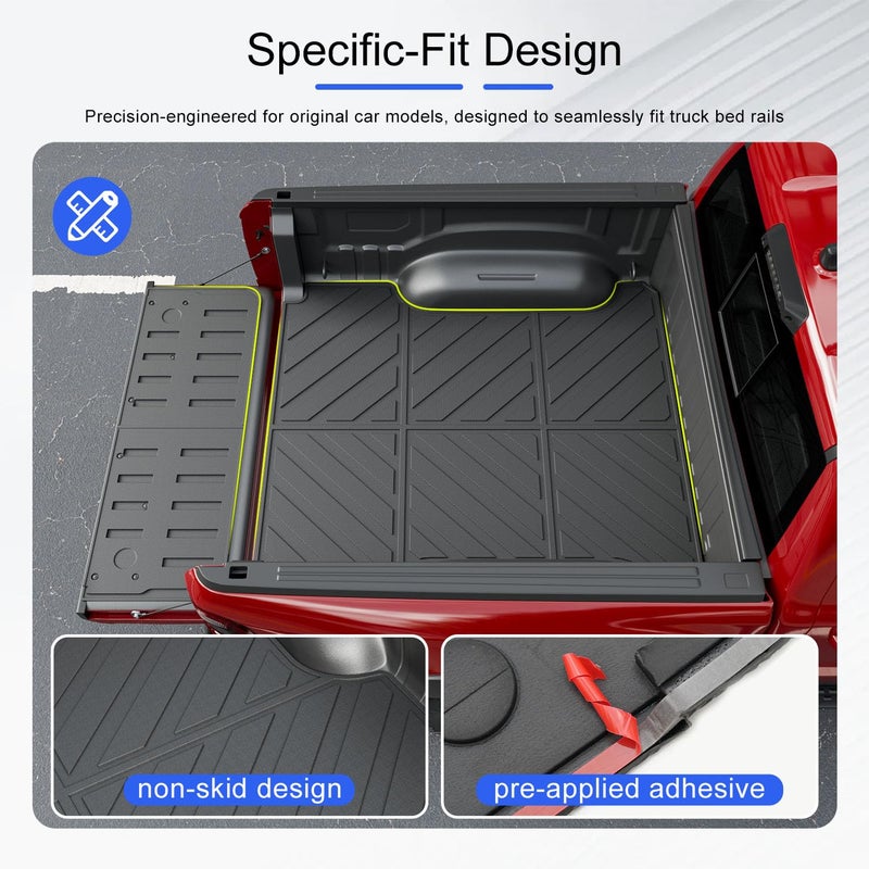 Xipoo 5.7FT Bed Mat Tailgate Mat Compatible with 2019-2026 Dodge Ram 1500 TPE Tailgate Liner Replacement for 2019-2026 Dodge Ram 1500 Accessories(5.7FT Truck Mat+Tailgate Mat) - Image 2