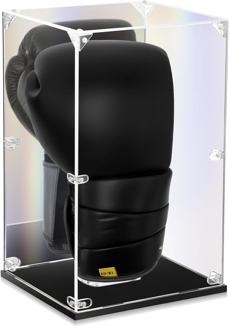 Marsui Marsui Boxing Glove Display Case with Mirror Back Acrylic Display Case for Full Size Boxing Glove Clear Baseball Glove Holder Showcase for Boxing Glove Baseball Mitt13 x 8 x 7 Inch - Image 1