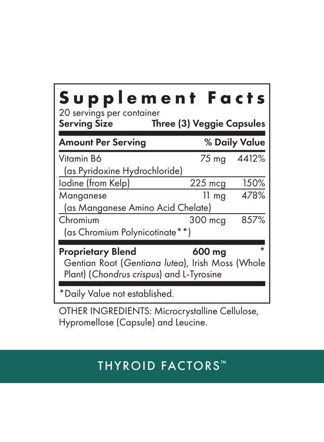 Michael's Health Naturopathic Programs Thyroid Factors - 60 Vegan Capsules - Nutrients for Production of Thyroid Hormones - Kosher - 20 Servings - Image 2
