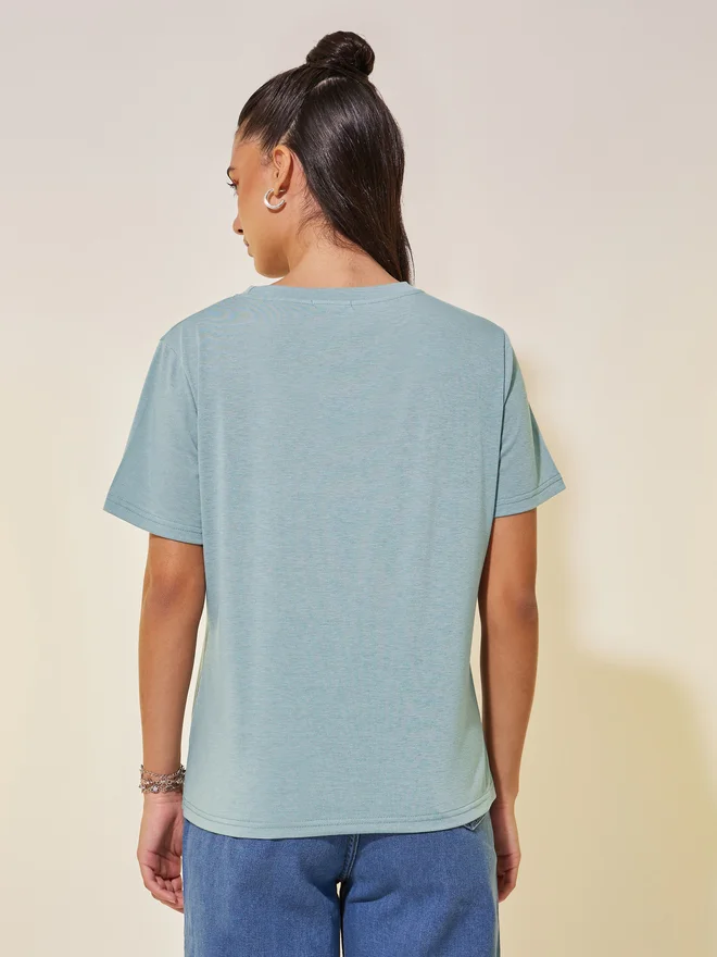 Take Two Take Two Slogan Print Round Neck T-Shirt