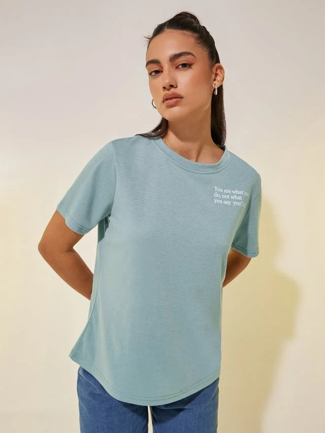 Take Two Take Two Slogan Print Round Neck T-Shirt