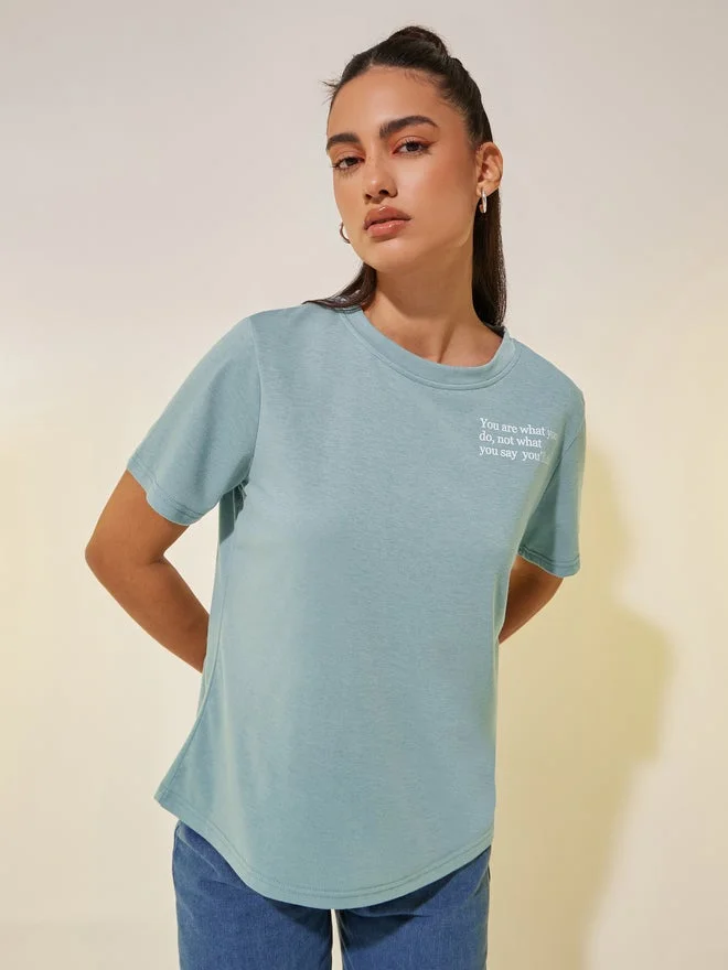 Take Two Take Two Slogan Print Round Neck T-Shirt