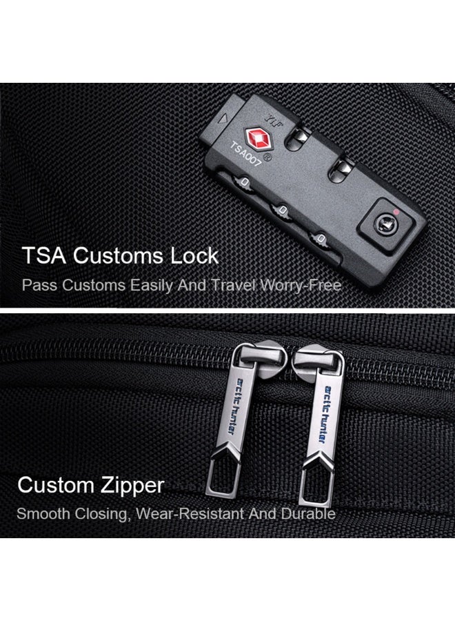 ARCTIC HUNTER حقيبة ظهر للاب توب مقاومة للماء مع قفل TSA ومنفذ USB/C – نوع للرجال والنساء للسفر والعمل والدراسة, B00682, أسود - Image 4