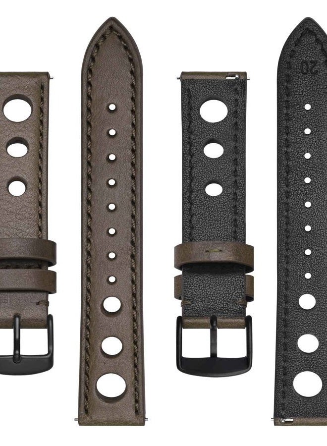 BISONSTRAP Rally Watch Bands, Waxed Leather Watch Straps for Men, 18mm, Taupe (Grey) with Black Buckle - Image 3