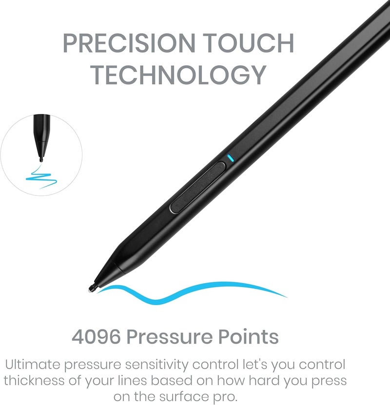 تاينيموس يتناسب كل مناخ قلم رقمي نشط Pencil X لـ Surface Pro/Book/Laptop/Go - مع حساسية ضغط دقيقة، رفض راحة اليد وحساسية الميل - الإصدار الأسود بناء مرن متنوع - Image 2