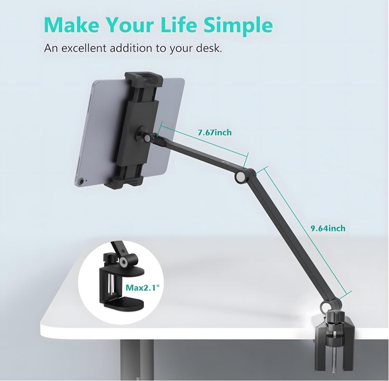 24x7 eMall Desk Mount Tablet Holder for Phones and Tablets 4.7inch - 13 inches for Home Office Shops Cafes Commercial uses Table Mount Shelf Mount Tablet Bracket. - Image 4