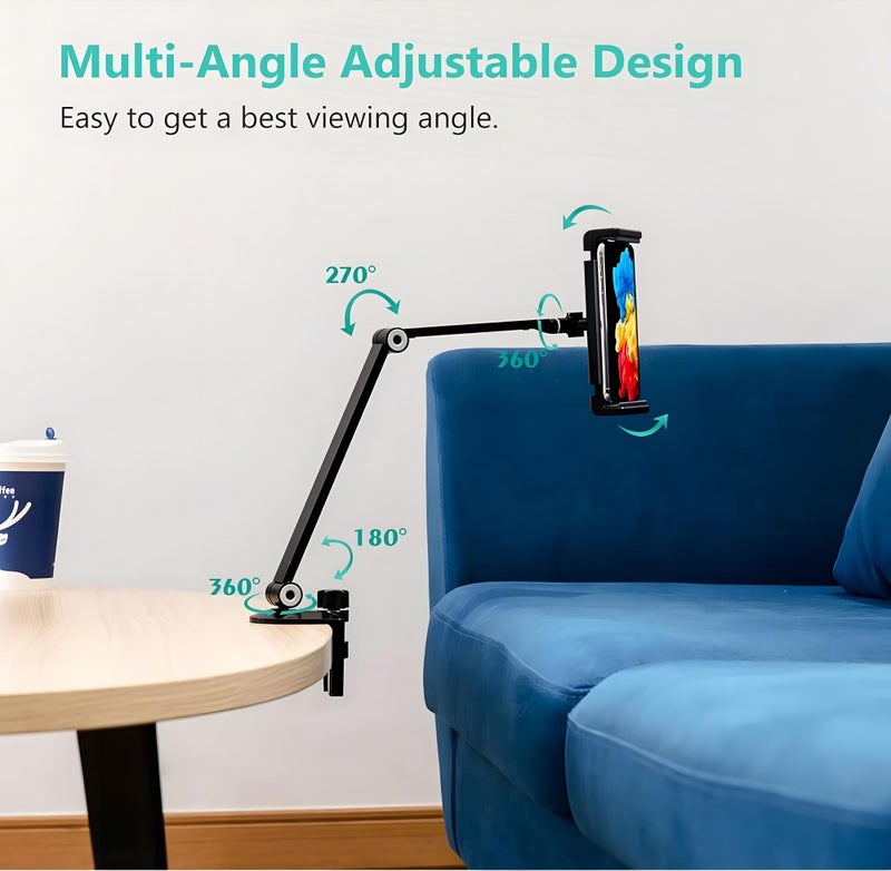 24x7 eMall Desk Mount Tablet Holder for Phones and Tablets 4.7inch - 13 inches for Home Office Shops Cafes Commercial uses Table Mount Shelf Mount Tablet Bracket. - Image 5