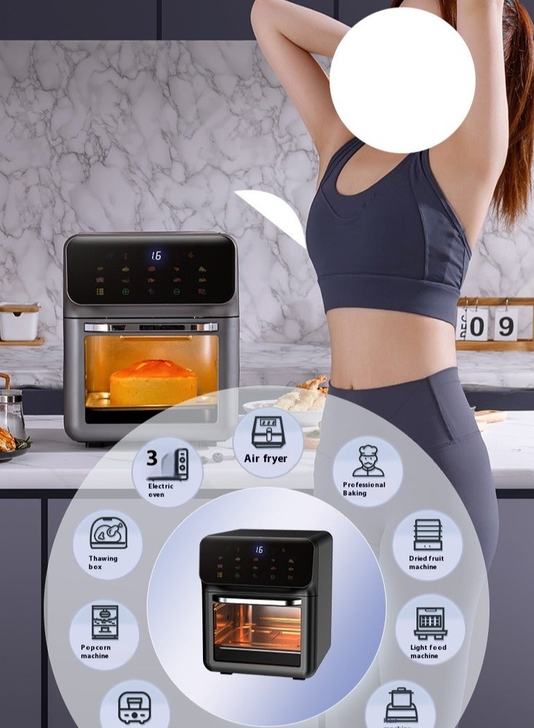 Denx Oil-free healthy air fryer for frying/grilling/baking/baking Capacity 12 liters Power 1350 watts - grey - Image 5