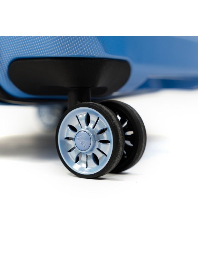 Large Checked Suitcase Hardside Lightweight Polycarbonate Travel Luggage Blue and Dark Blue 28 inch - Image 5