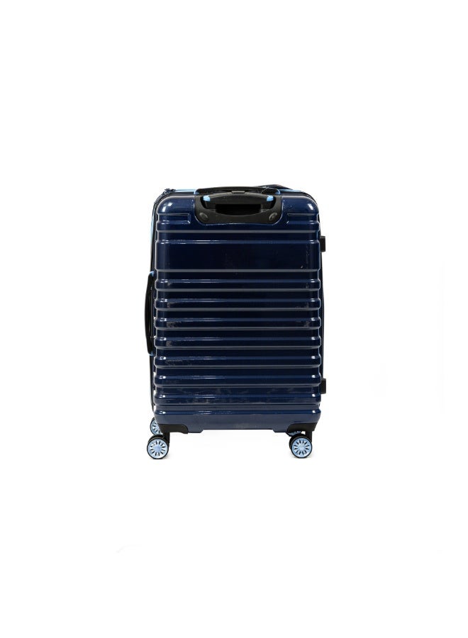 Large Checked Suitcase Hardside Lightweight Polycarbonate Travel Luggage Blue and Dark Blue 28 inch - Image 3
