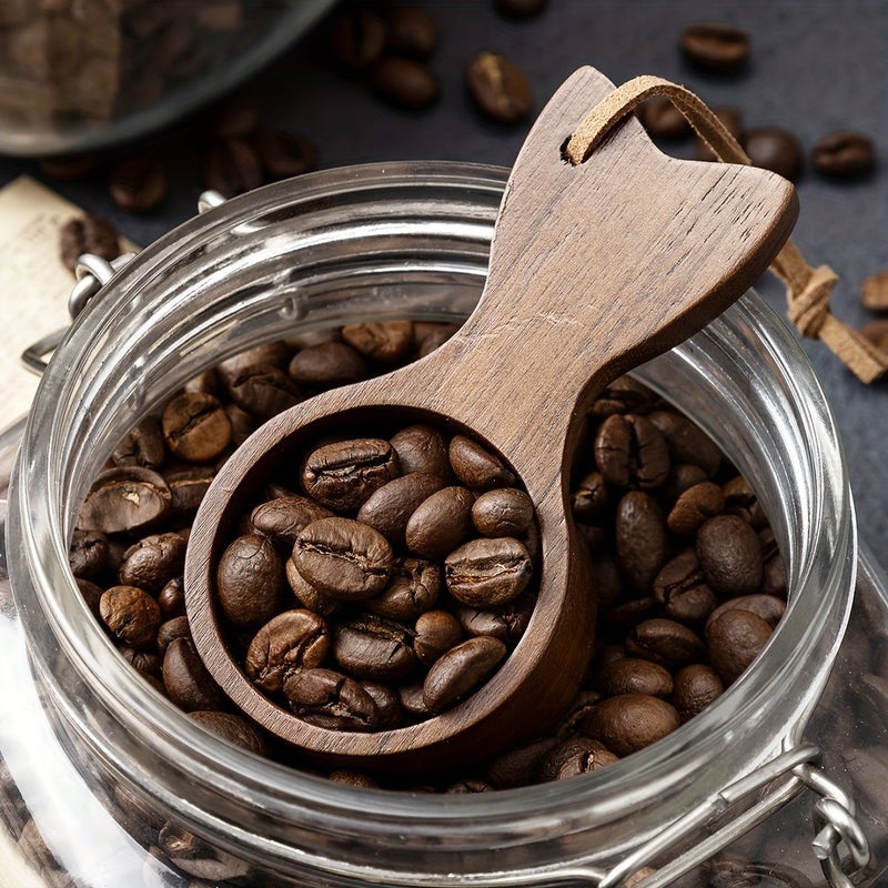 Solid Wood Coffee Measuring Spoon Walnut Short Handle Weighing Spoon - Image 1