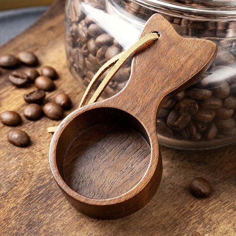 Solid Wood Coffee Measuring Spoon Walnut Short Handle Weighing Spoon - Image 5