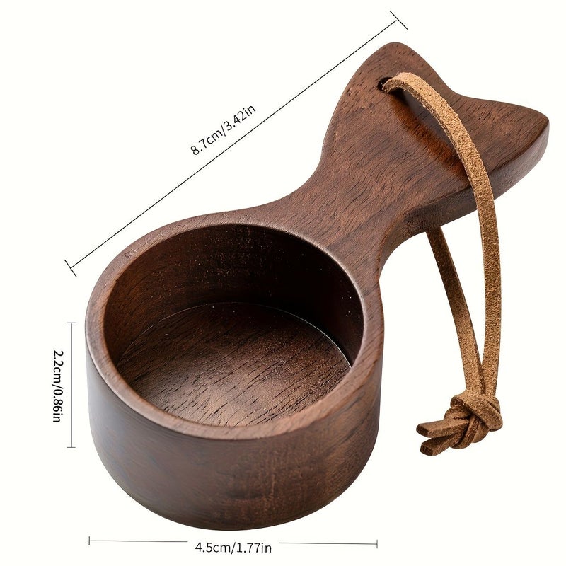 Solid Wood Coffee Measuring Spoon Walnut Short Handle Weighing Spoon - Image 3