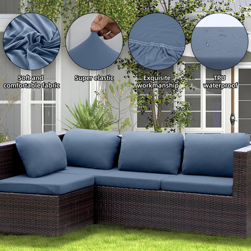 SUKAIKEQA Outdoor Cushion Covers Set,12PCS Waterproof Patio Furniture Couch Seat Slipcovers, Replacement for Sofa Sectional Chair(Coverï¼ŒOnly) - Image 4