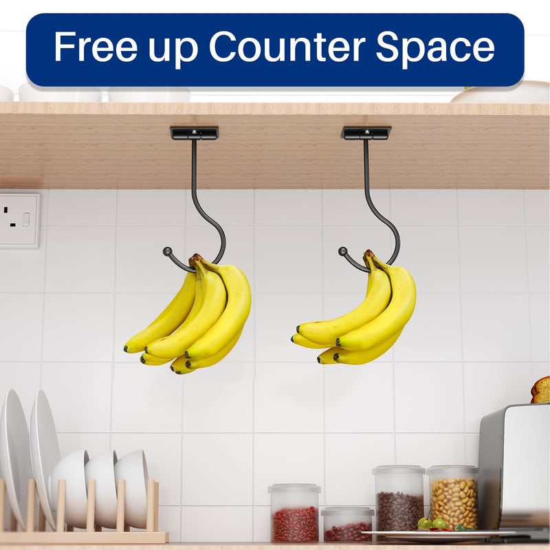 Josmimic Under Cabinet Banana Hook - Magnetic Banana Hook Foldable  Banana Hanger Adhesive  Black - Image 5