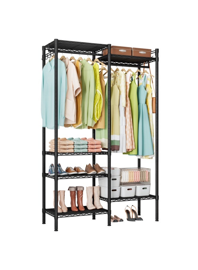 Solerconm Clothes Rack Clothing Rack with 6 Shelves, Heavy Duty Garment Rack with Adjustable Shelves and Hanging Rods - Image 1