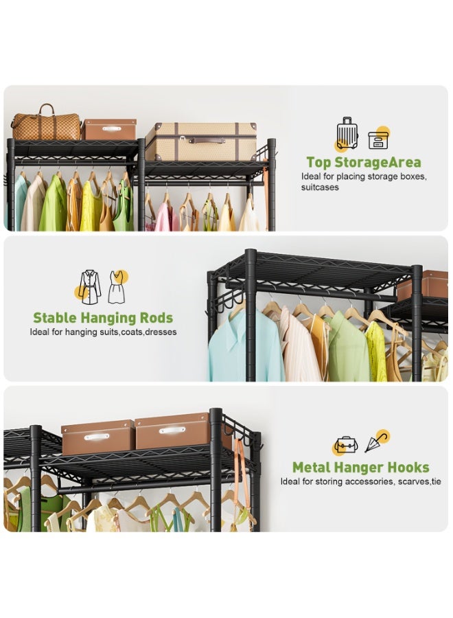 Solerconm Clothes Rack Clothing Rack with 6 Shelves, Heavy Duty Garment Rack with Adjustable Shelves and Hanging Rods - Image 5