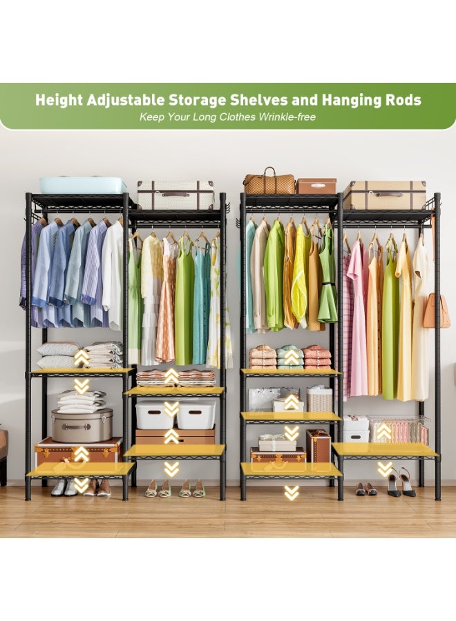Solerconm Clothes Rack Clothing Rack with 6 Shelves, Heavy Duty Garment Rack with Adjustable Shelves and Hanging Rods - Image 4